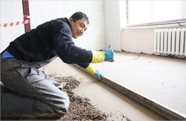 полусухая стяжка в гараже